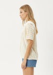 Claudia - Organic Knit Shirt - White / Sand