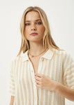 Claudia - Organic Knit Shirt - White / Sand