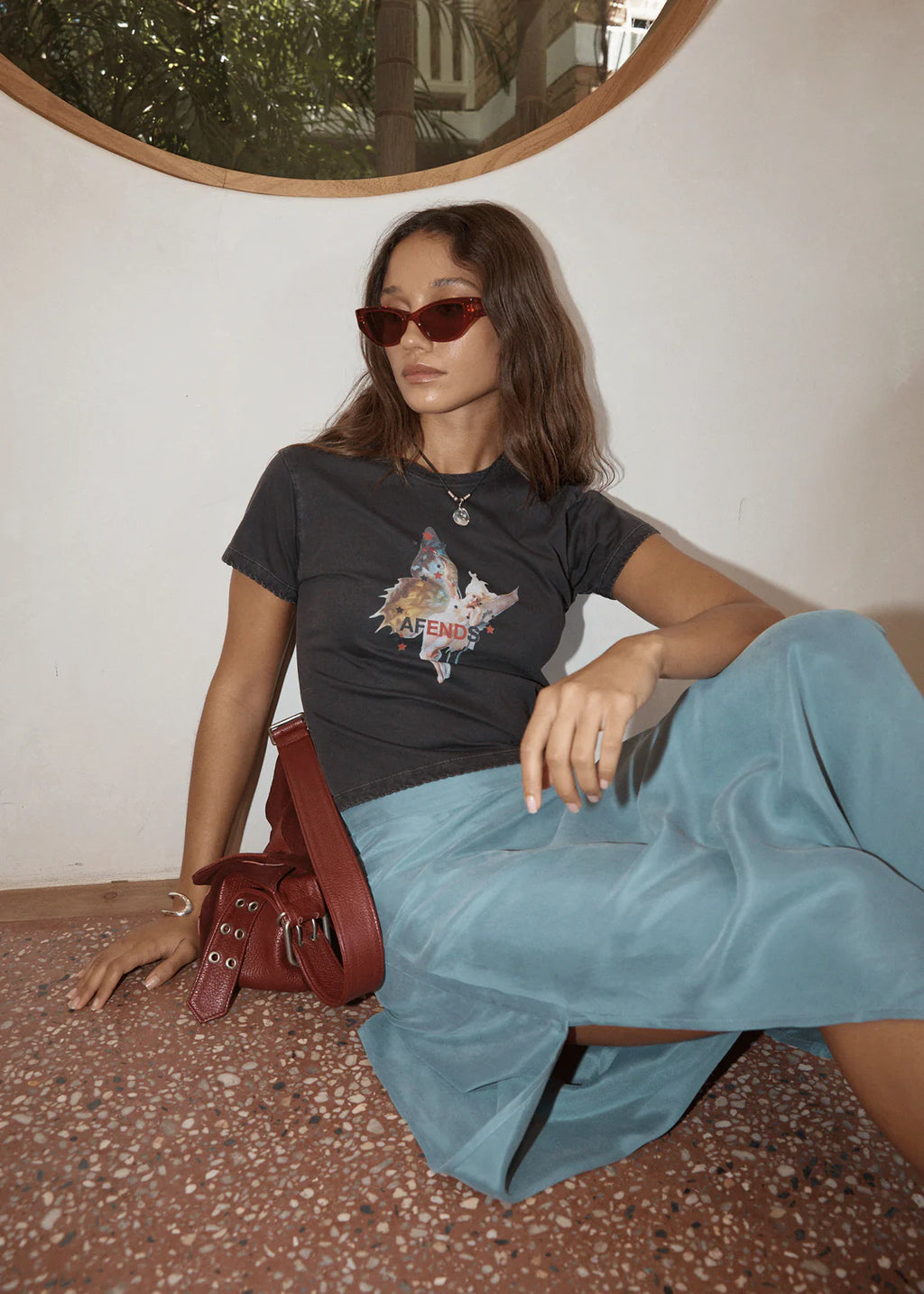 Afends Pixie Baby Tee  Black