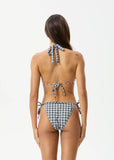 Asher - Recycled Check Bikini Bottom - Black Check