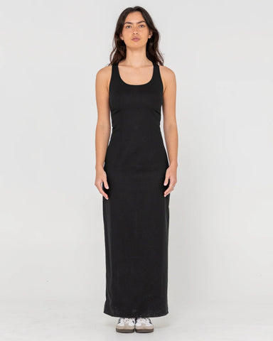 Rusty Cross Back Fitted Maxi Dress