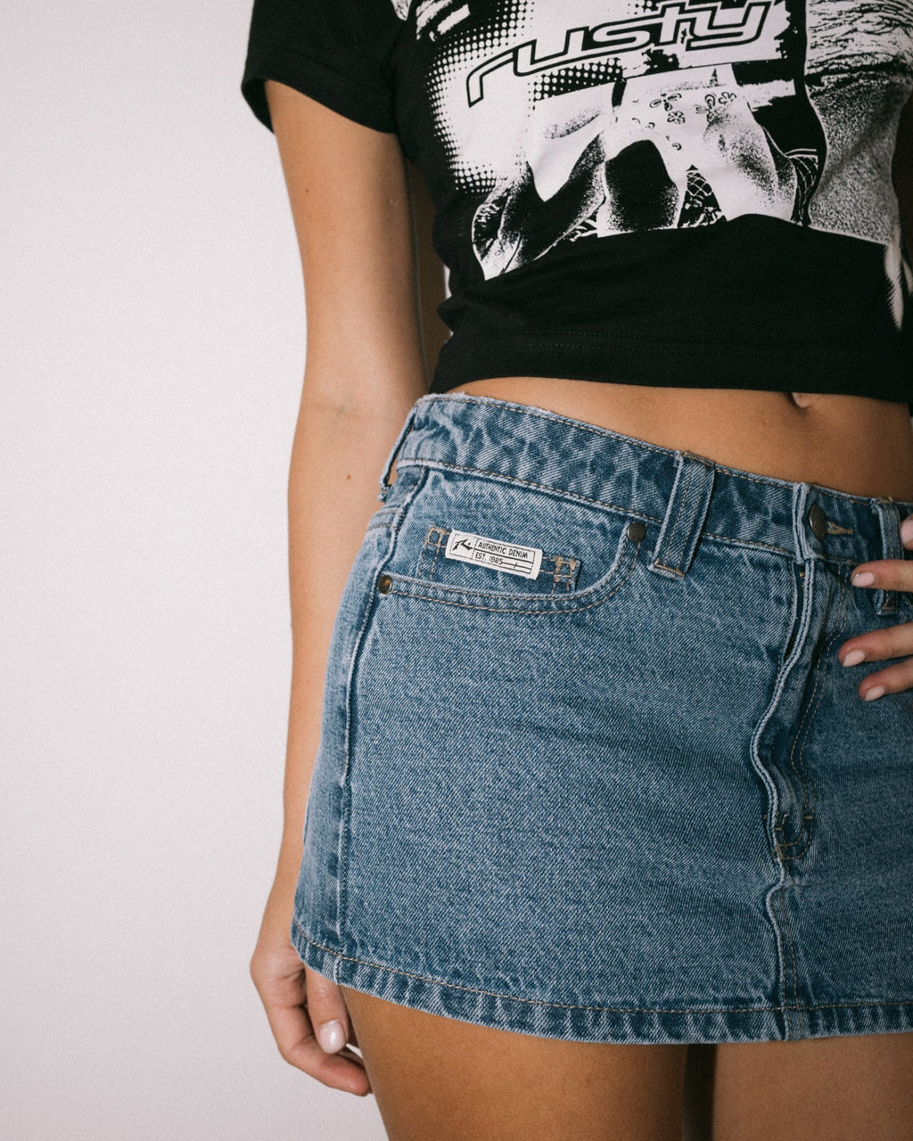 Rusty Mavericks Low Rise Mini Denim Skirt