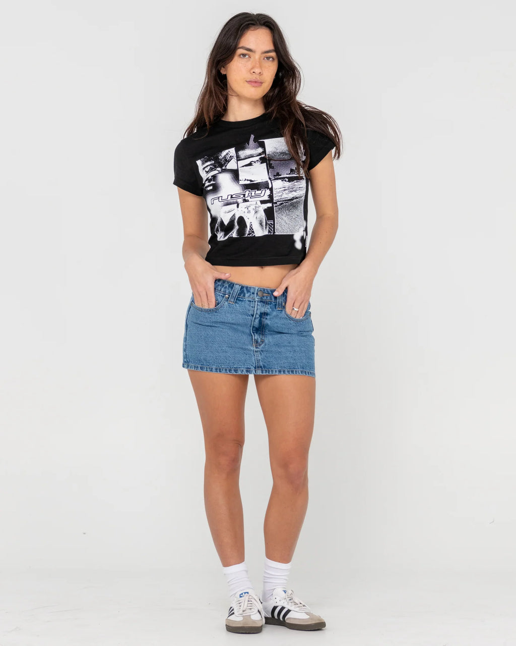 Rusty Mavericks Low Rise Mini Denim Skirt