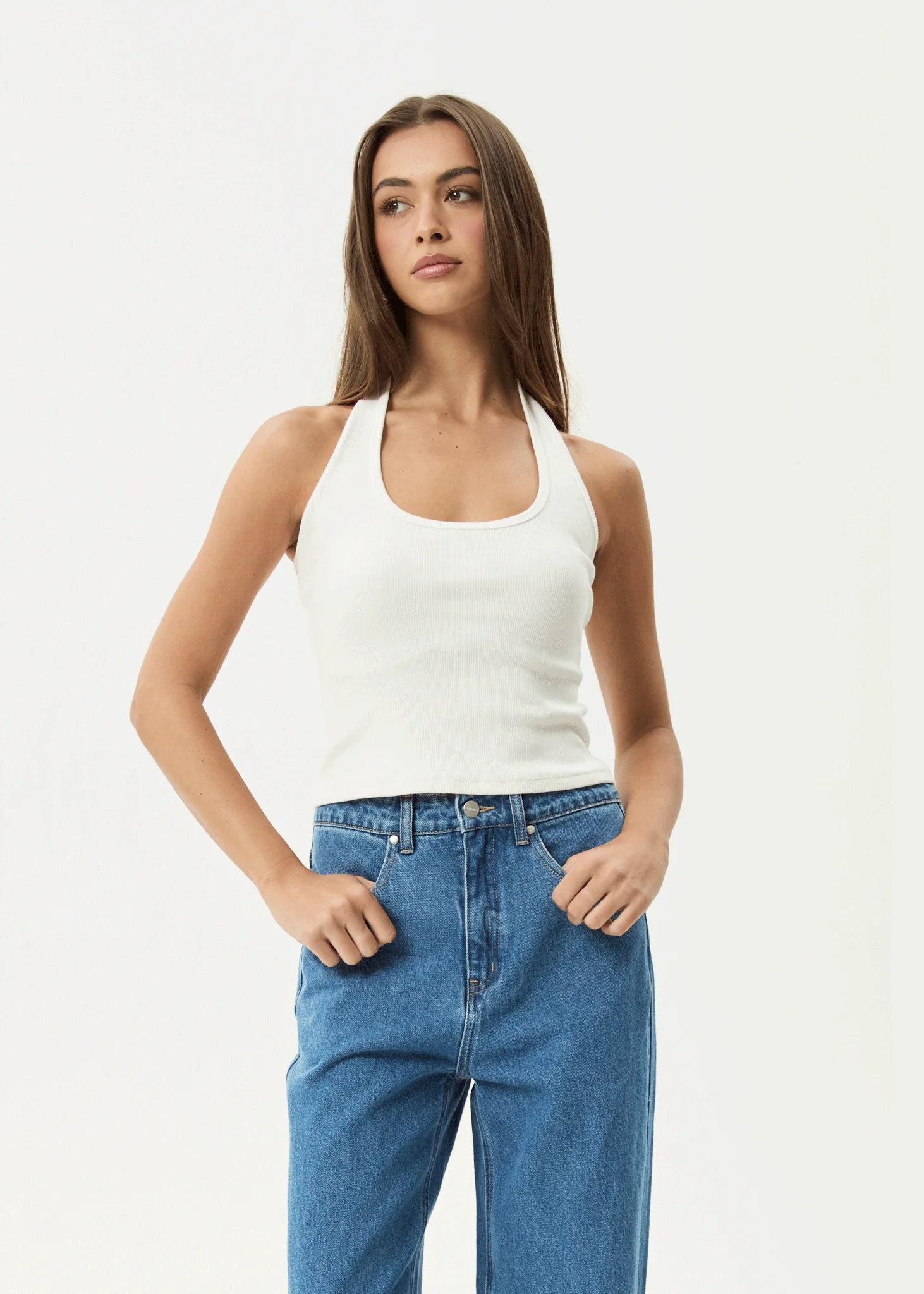 Afends Basis Rib Halter - White