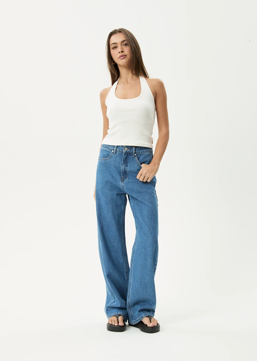 Afends Basis Rib Halter - White