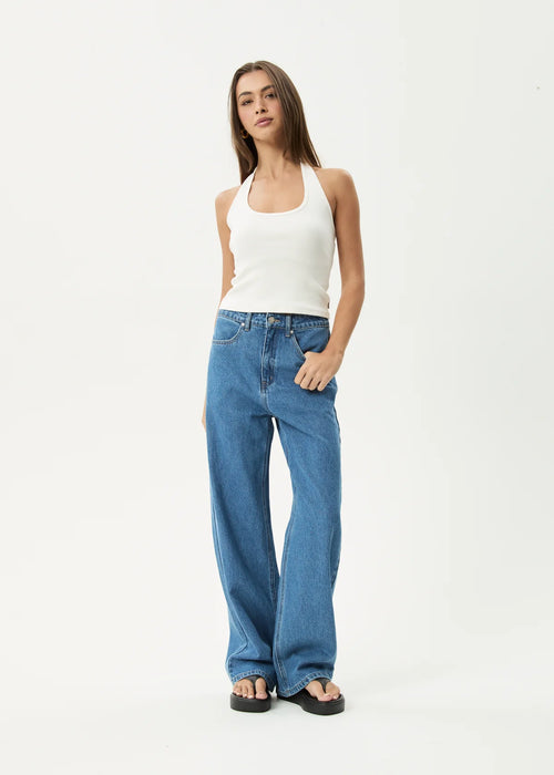Afends Basis Rib Halter - White