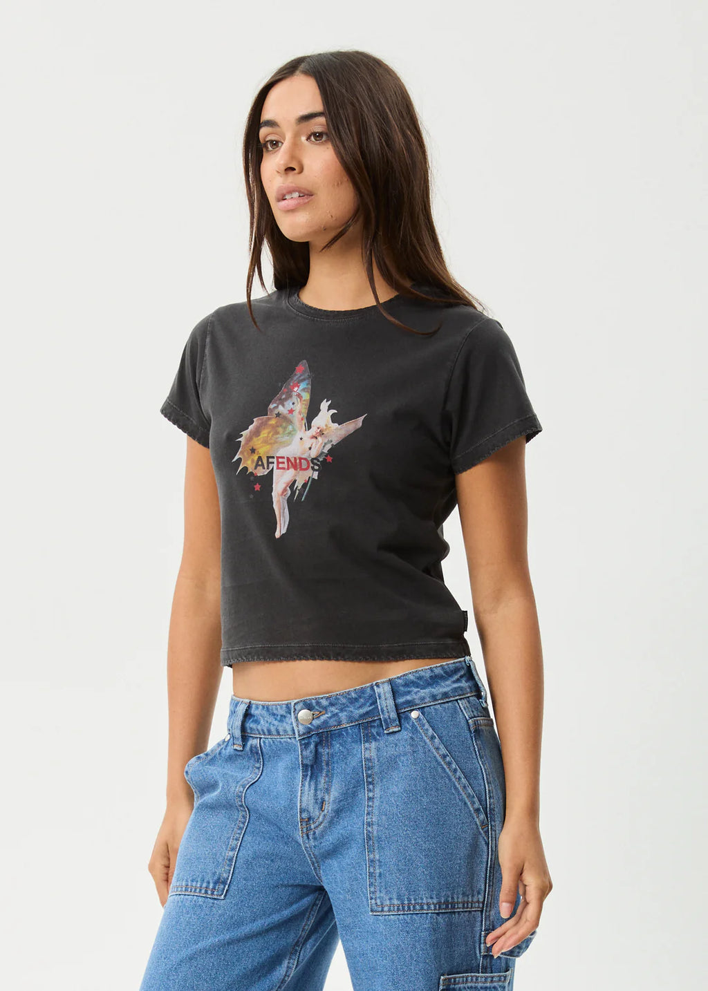 Afends Pixie Baby Tee  Black