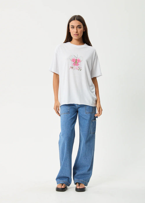 Afends Butterfluer Oversized Tee White