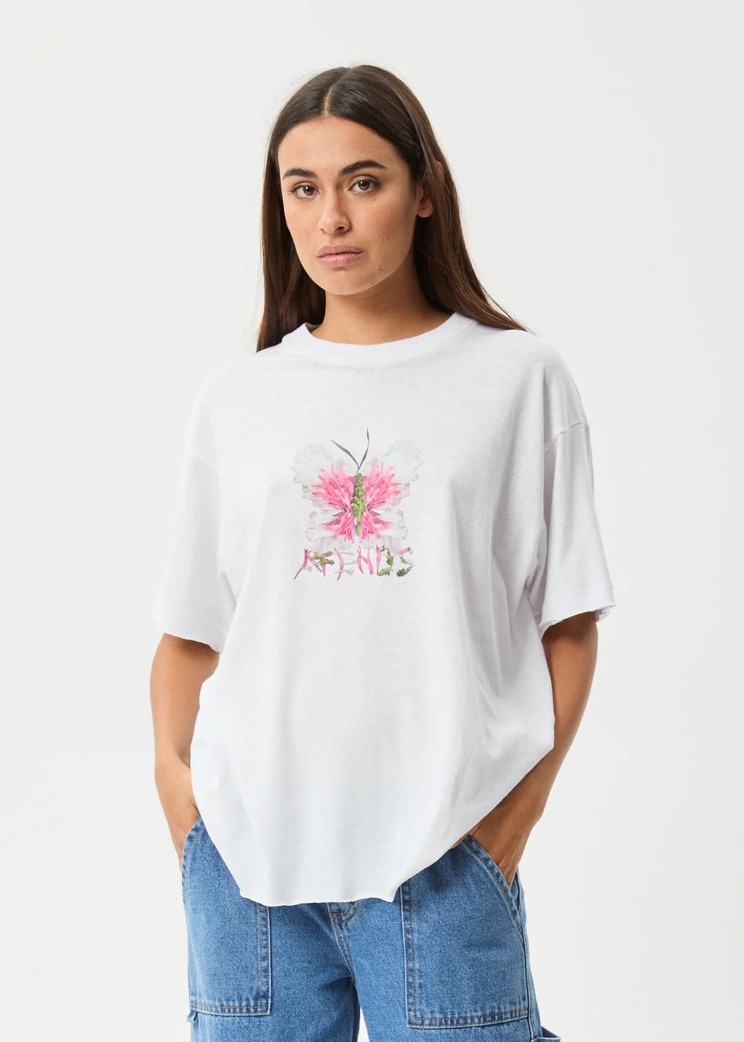 Afends Butterfluer Oversized Tee White