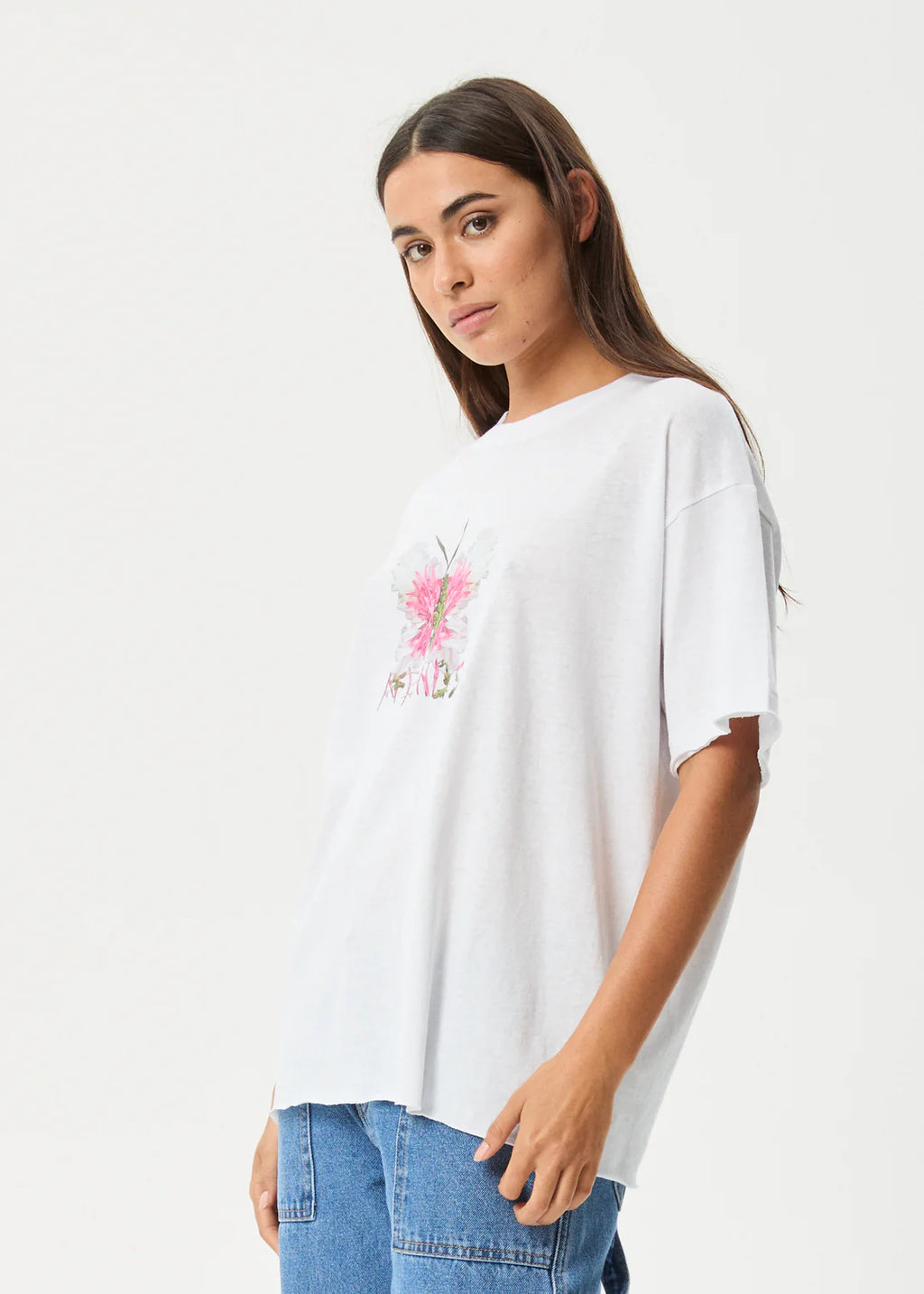 Afends Butterfluer Oversized Tee White