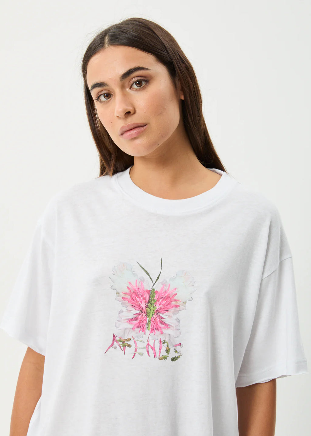 Afends Butterfluer Oversized Tee White