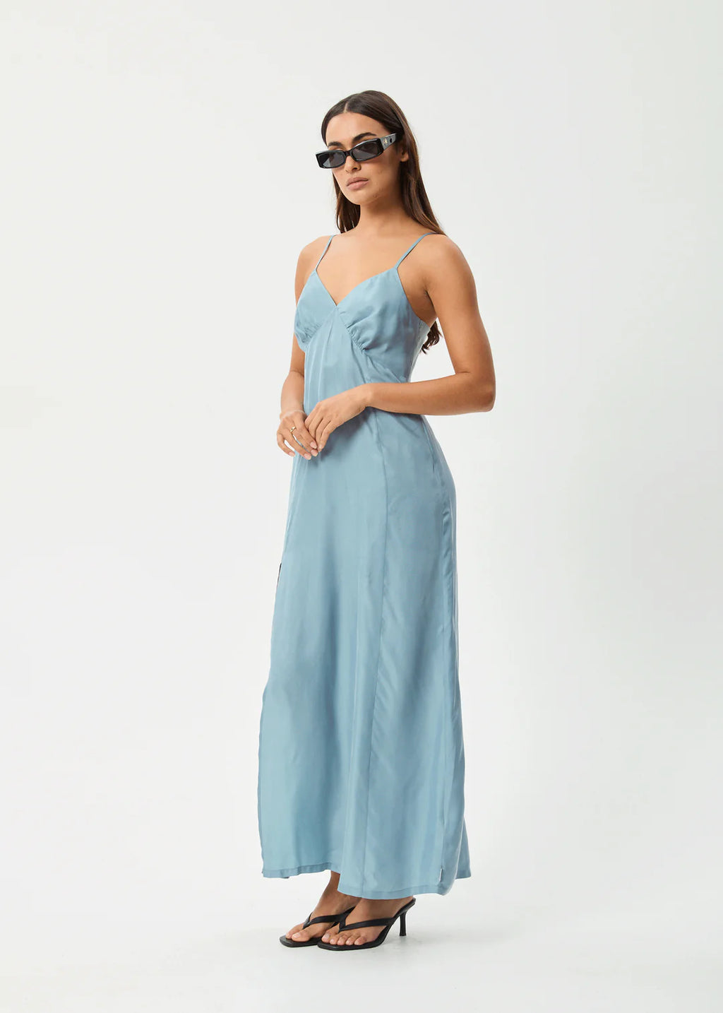 Afends Delia Cupro Maxi Dress Ether Blue