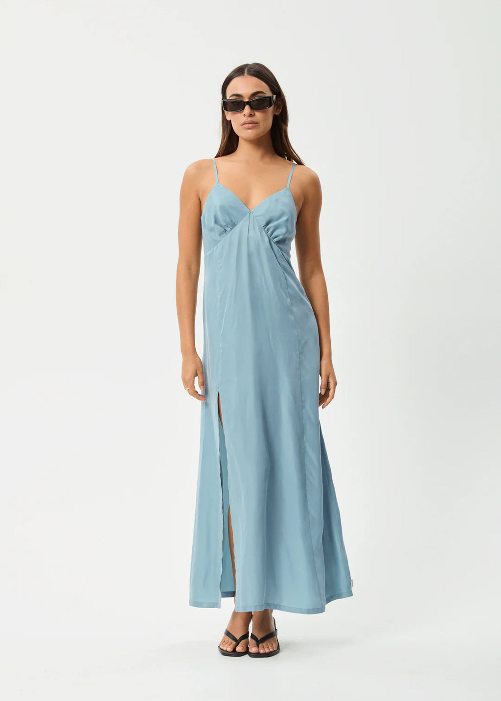 Afends Delia Cupro Maxi Dress Ether Blue