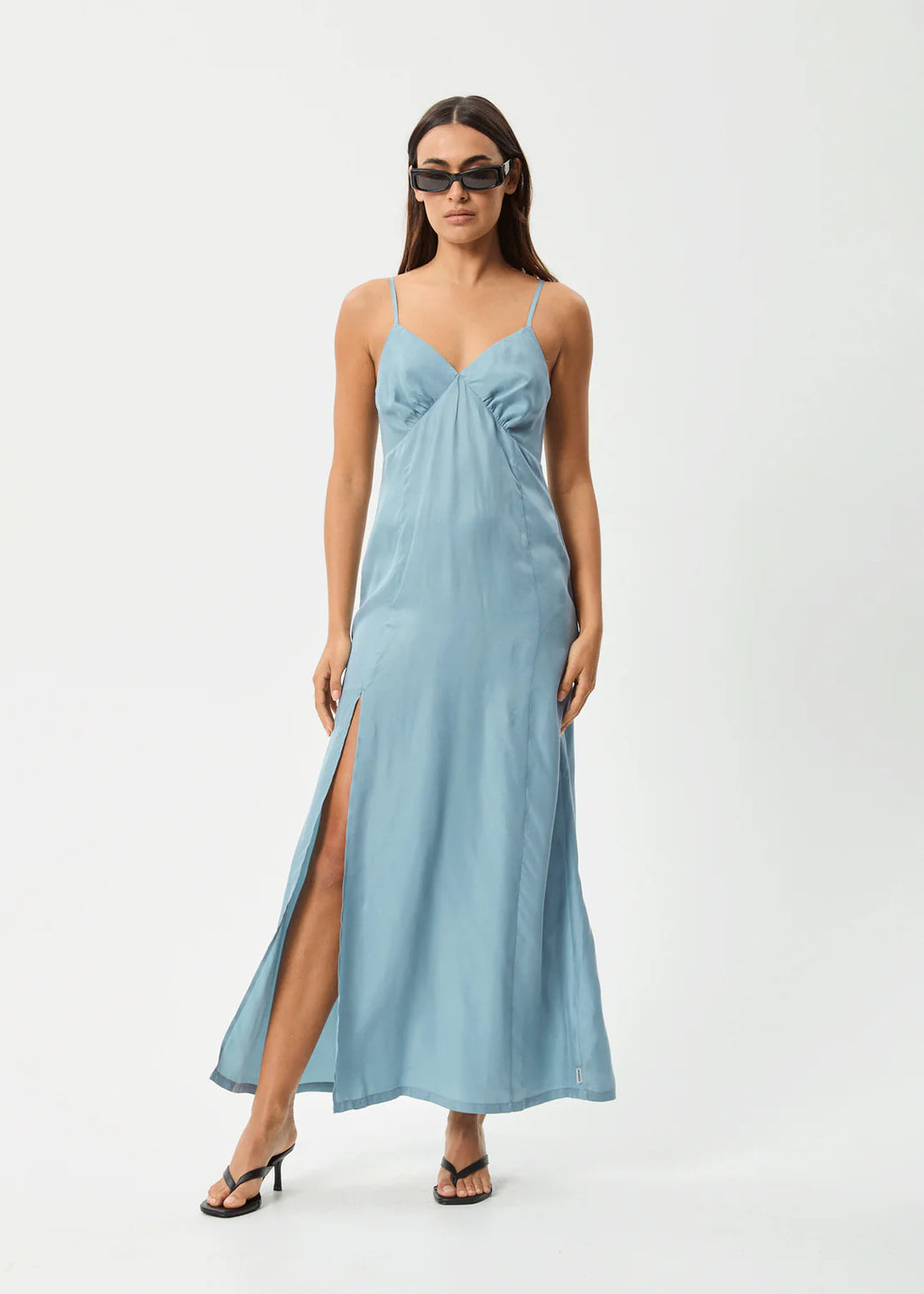 Afends Delia Cupro Maxi Dress Ether Blue