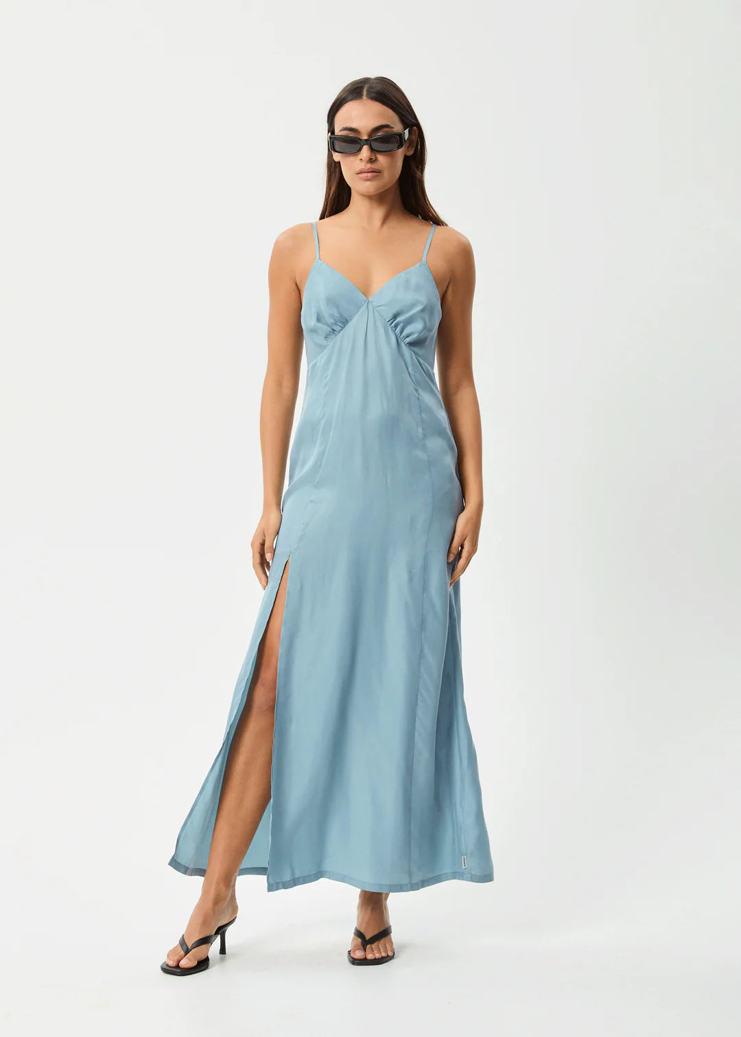 Afends Delia Cupro Maxi Dress Ether Blue