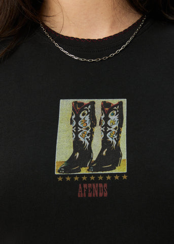 Afends Walking Recycled Baby Tee Stone Black