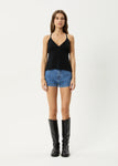 Afends Focus Hemp Seersucker Strappy Top Black