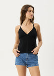 Afends Focus Hemp Seersucker Strappy Top Black