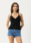 Afends Focus Hemp Seersucker Strappy Top Black