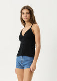 Afends Focus Hemp Seersucker Strappy Top Black