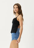 Afends Focus Hemp Seersucker Strappy Top Black