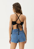 Afends Focus Hemp Seersucker Strappy Top Black