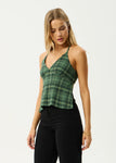 Afends Lonnie Strappy Hemp Seersucker Top Hunter Green