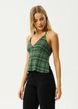 Afends Lonnie Strappy Hemp Seersucker Top Hunter Green