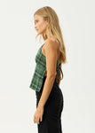 Afends Lonnie Strappy Hemp Seersucker Top Hunter Green