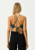 Afends Lonnie Strappy Hemp Seersucker Top Hunter Green