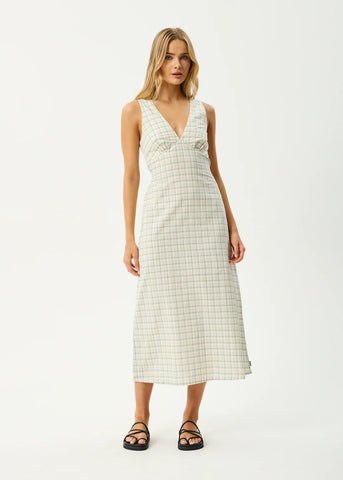 Afends Legacy Organic Seersucker Maxi Dress Boa Check