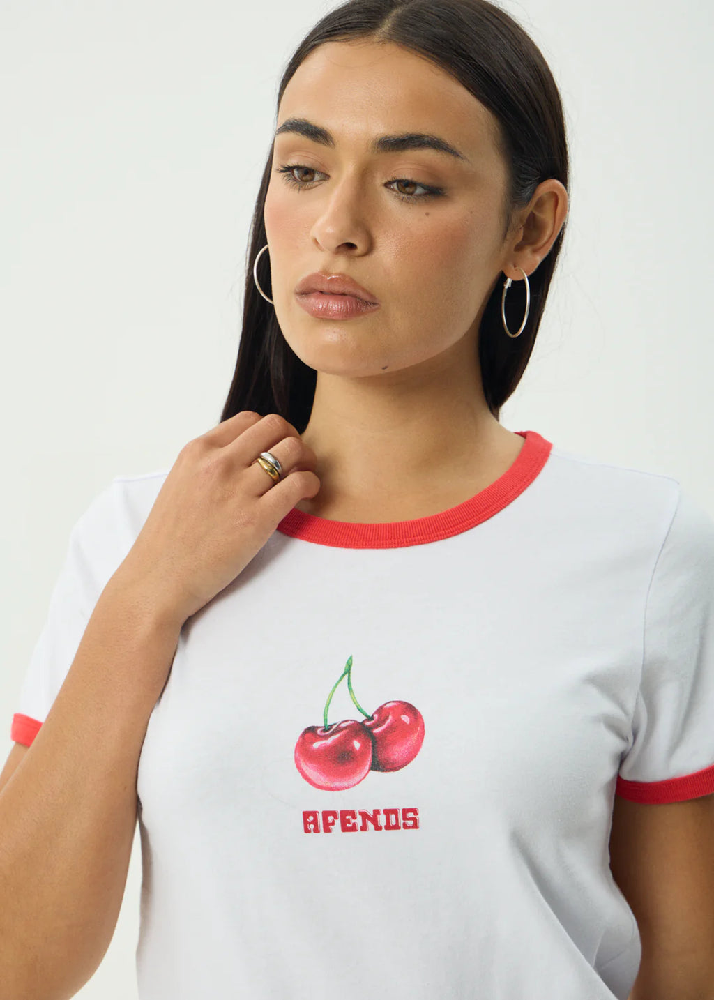 Afends Abiza Recycled Ringer Tee - White