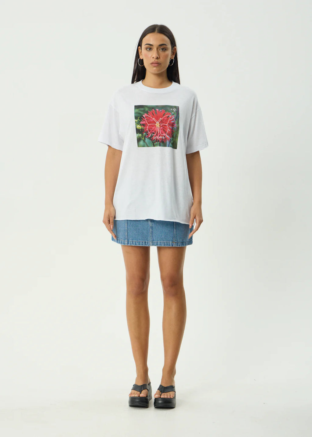 Afends Open Up Recycled Oversized Tee White / Black
