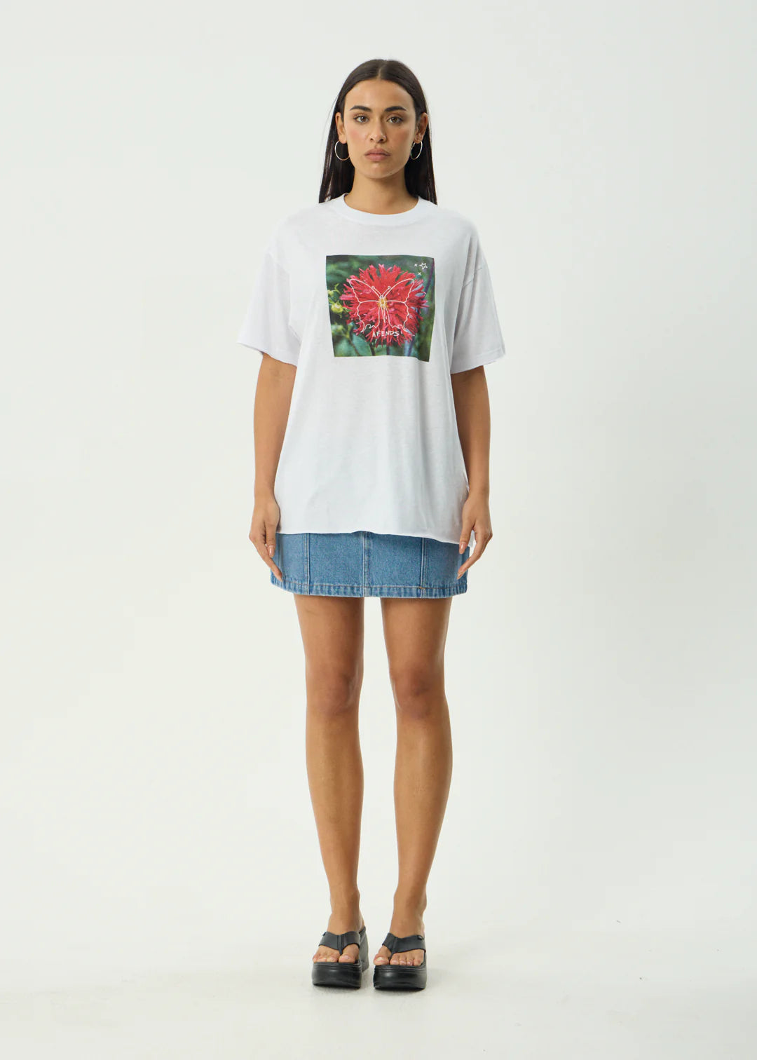 Afends Open Up Recycled Oversized Tee White / Black