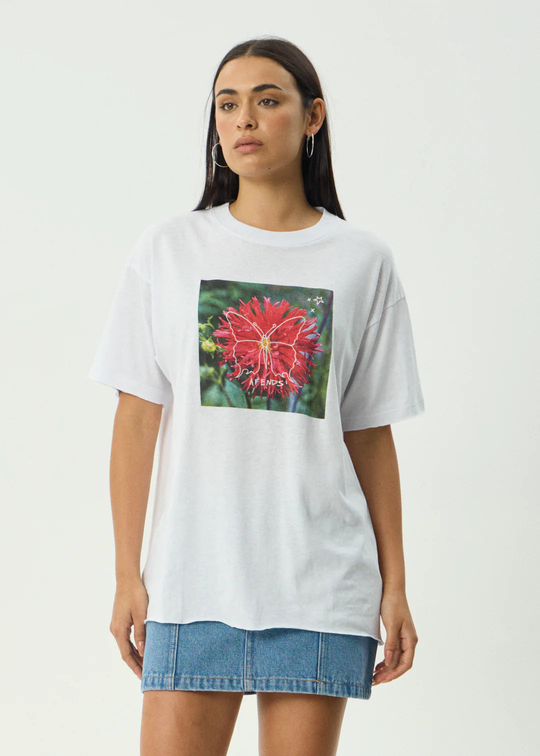 Afends Open Up Recycled Oversized Tee White / Black