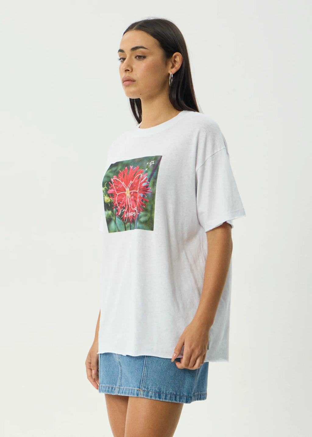 Afends Open Up Recycled Oversized Tee White / Black