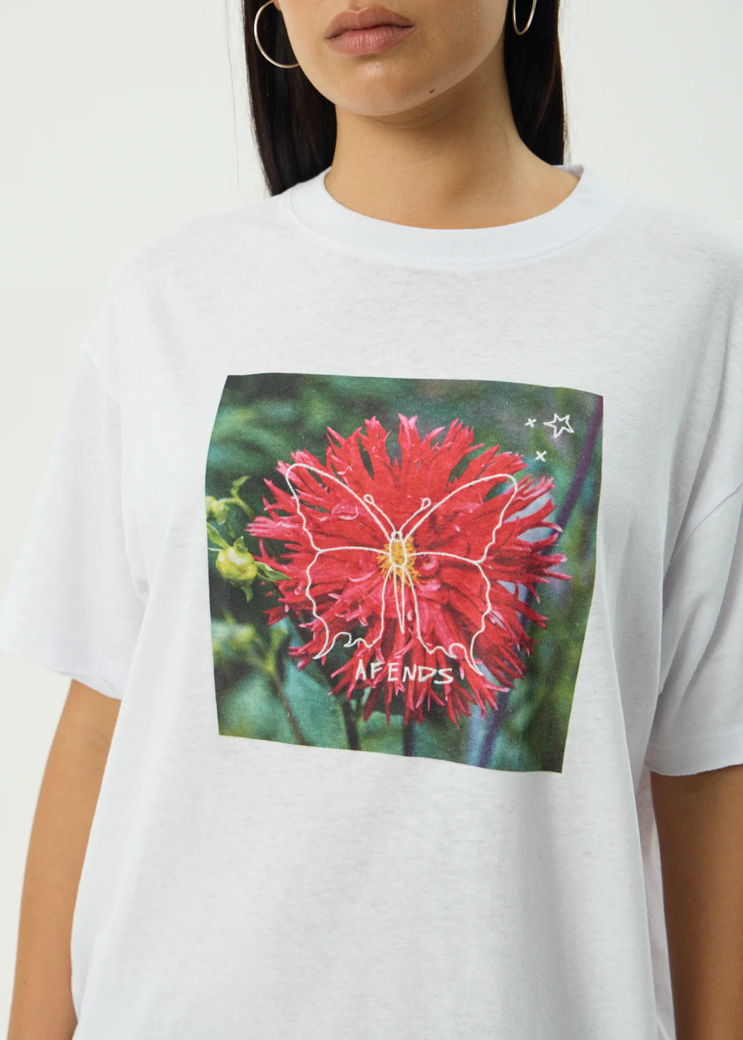 Afends Open Up Recycled Oversized Tee White / Black