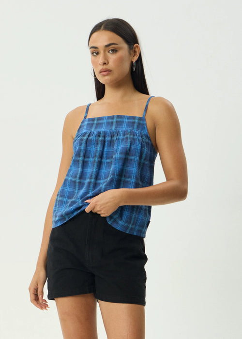 Afends Camden Organic Seersucker Cami Top - Marina Check