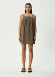Afends Cyrus Recycled Mini Dress - Coffee Stripe