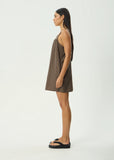 Afends Cyrus Recycled Mini Dress - Coffee Stripe
