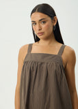 Afends Cyrus Recycled Mini Dress - Coffee Stripe