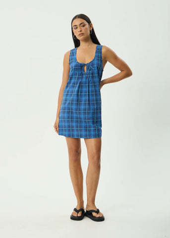 Afends Camden Organic Seersucker Mini Dress - Marina Check
