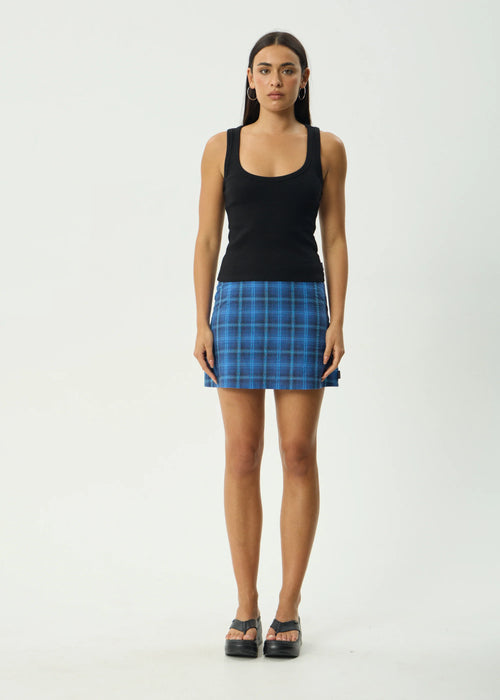 Afends Camden Organic Check Mini Skirt - Marina Check