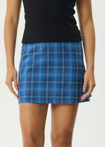 Afends Camden Organic Check Mini Skirt - Marina Check