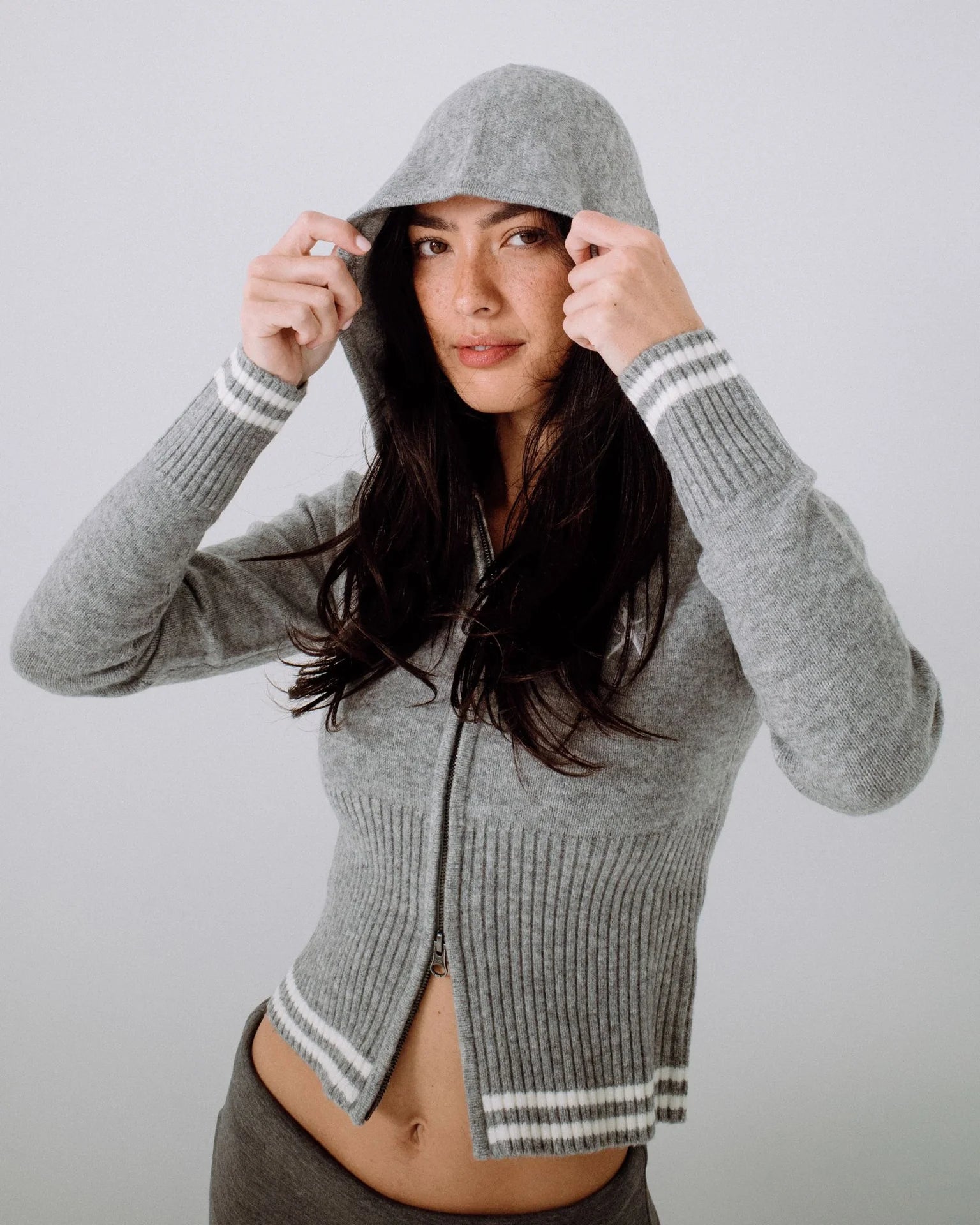 Rusty Devil Girl Knitted Zip Through Hood