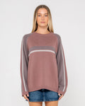 Rusty White Lines Two Crew Neck Knit