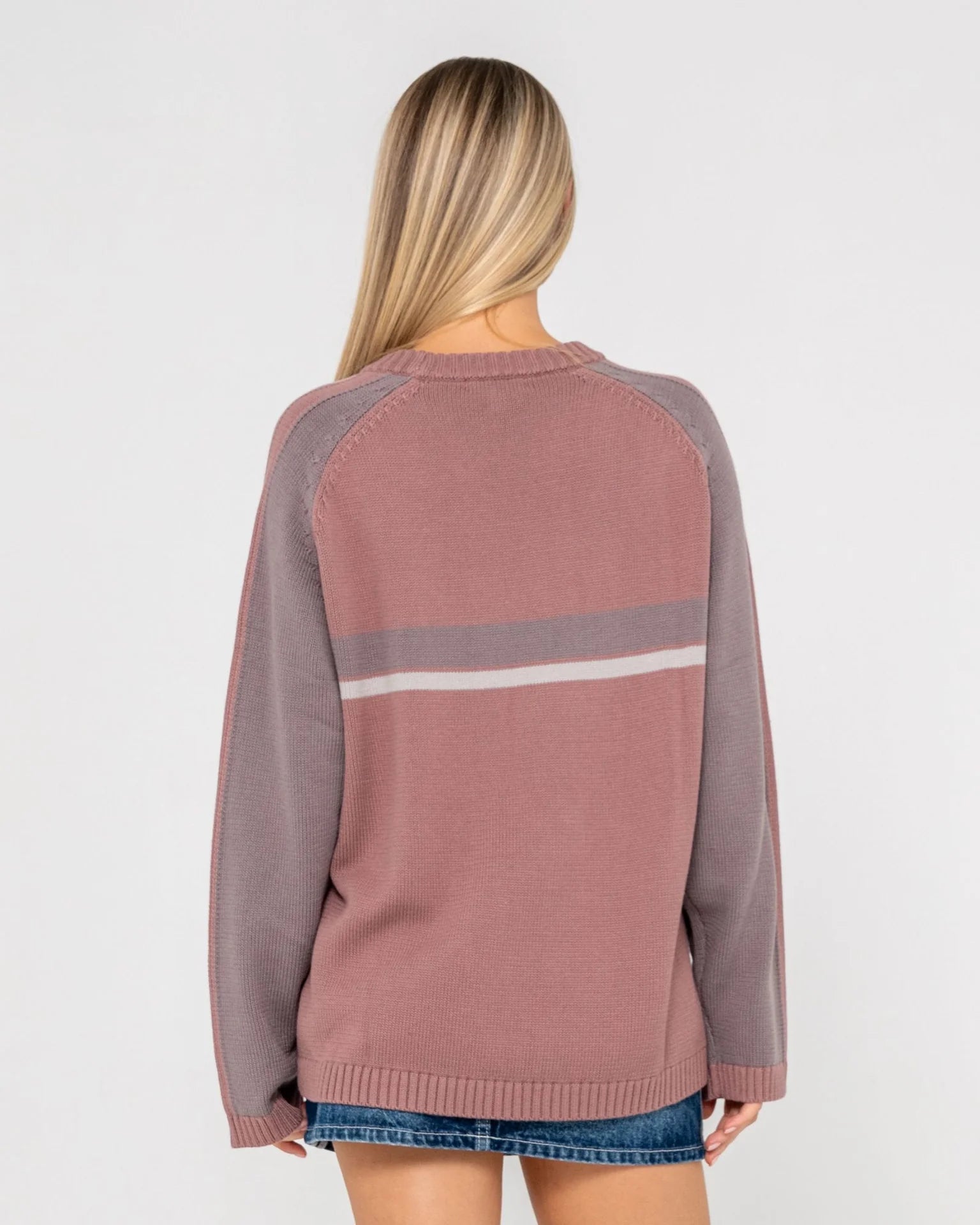 Rusty White Lines Two Crew Neck Knit