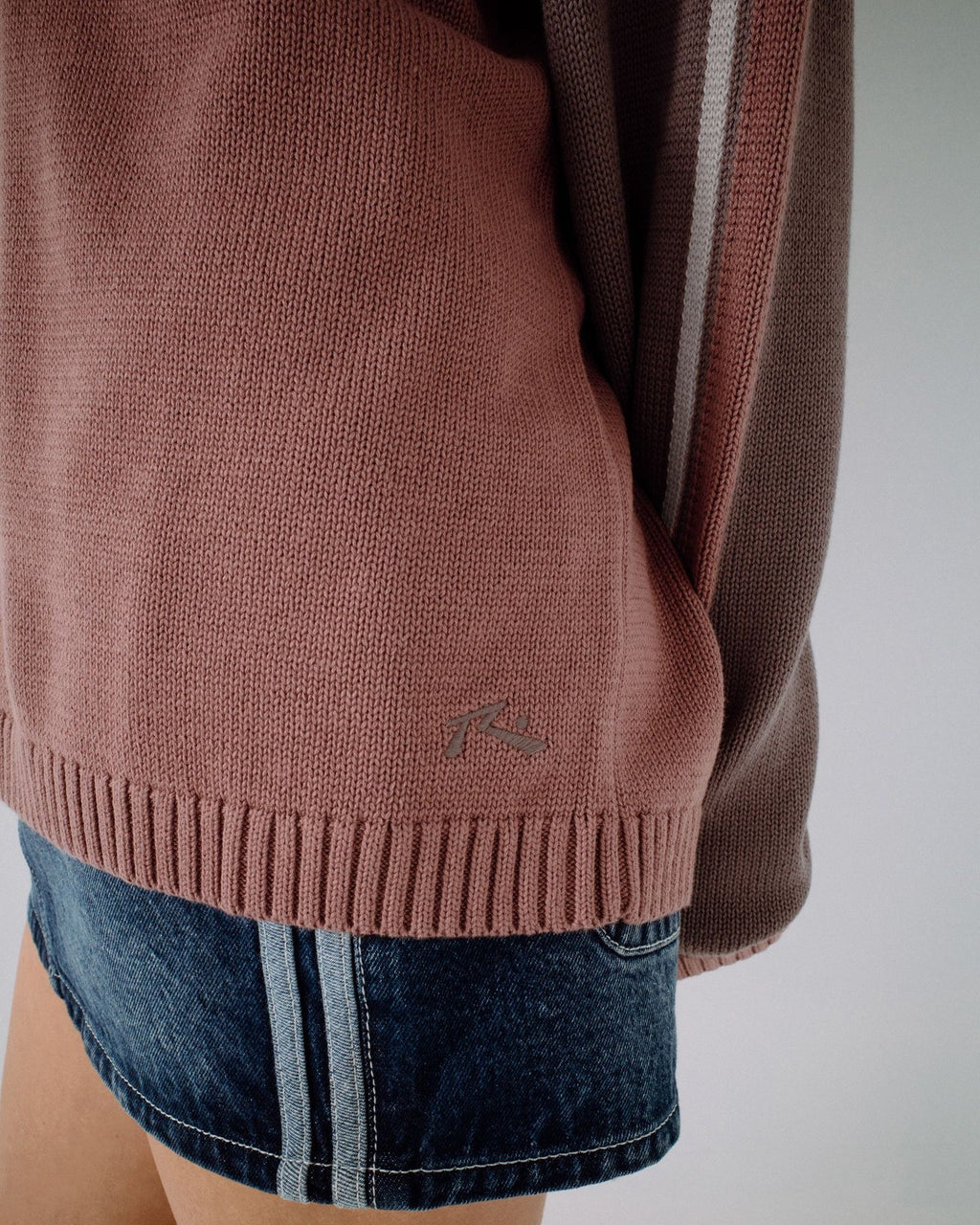 Rusty White Lines Two Crew Neck Knit