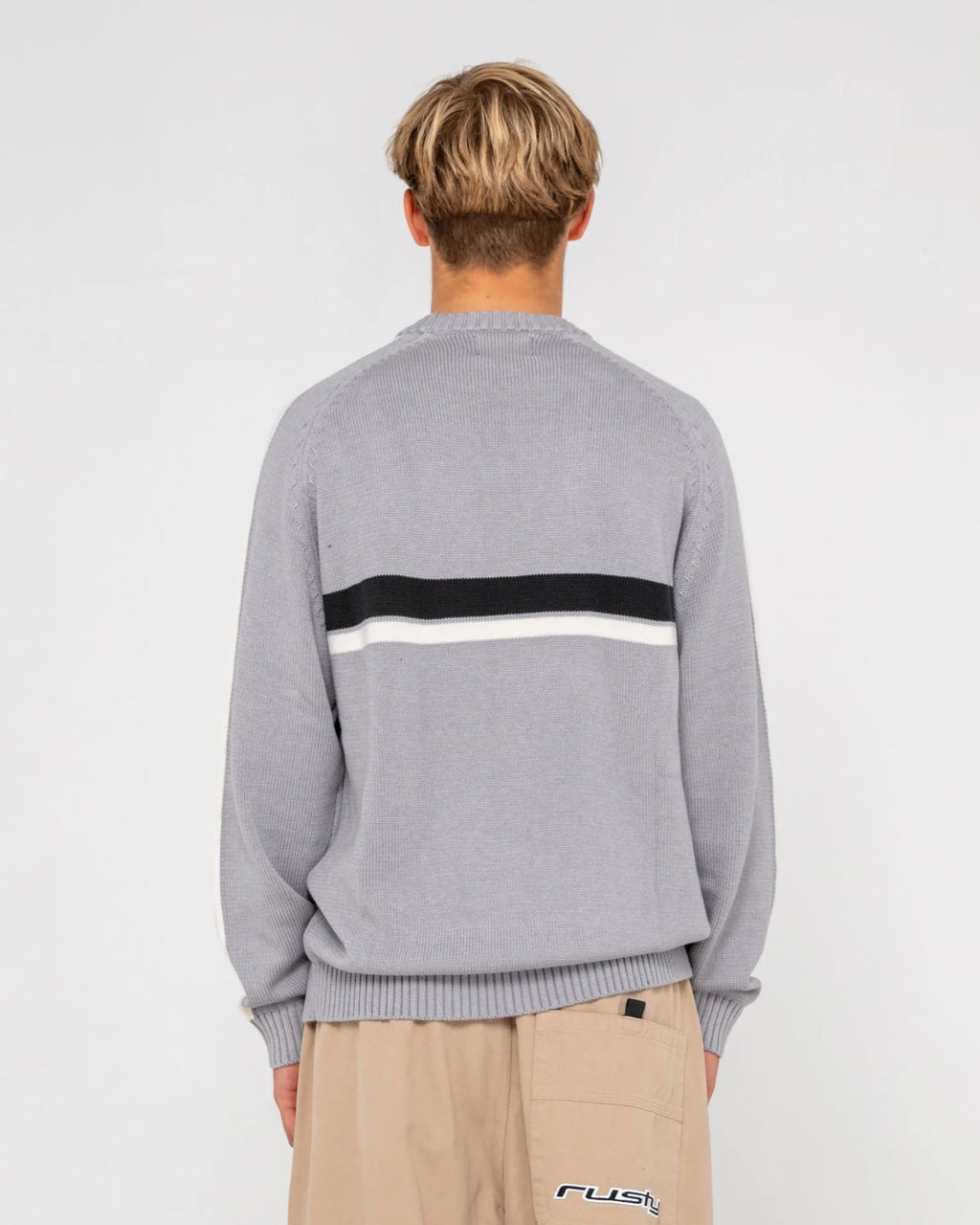 Rusty White Lines 2.0 Crew Neck Knit
