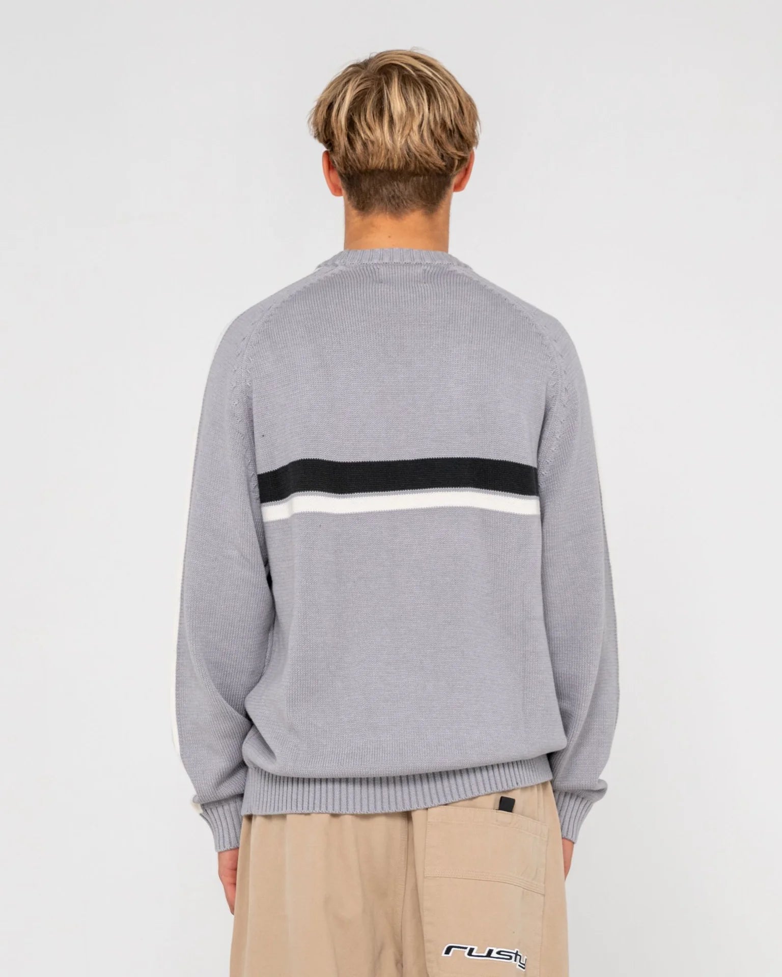 Rusty White Lines 2.0 Crew Neck Knit
